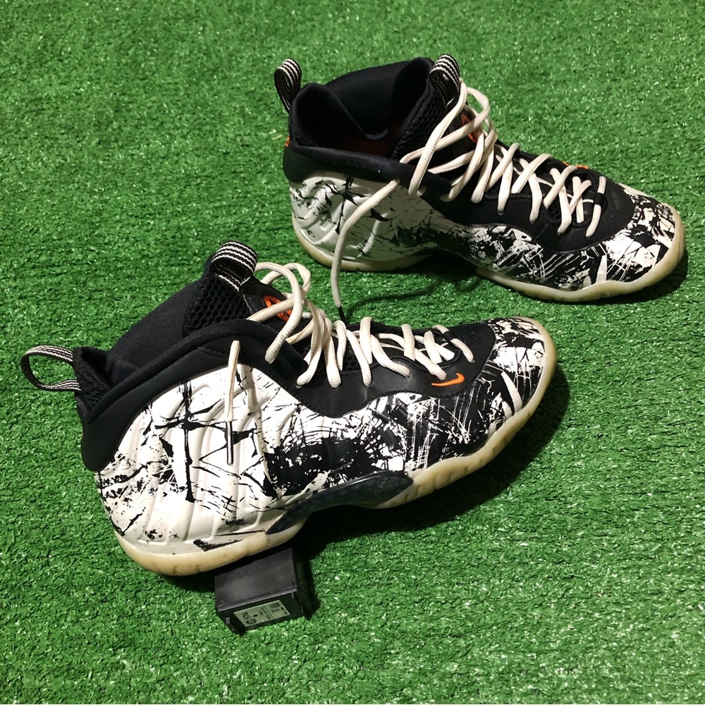 Nike Little Posite One "Shattered Backboard" Big Kids' Shoes Black-White-Orange
